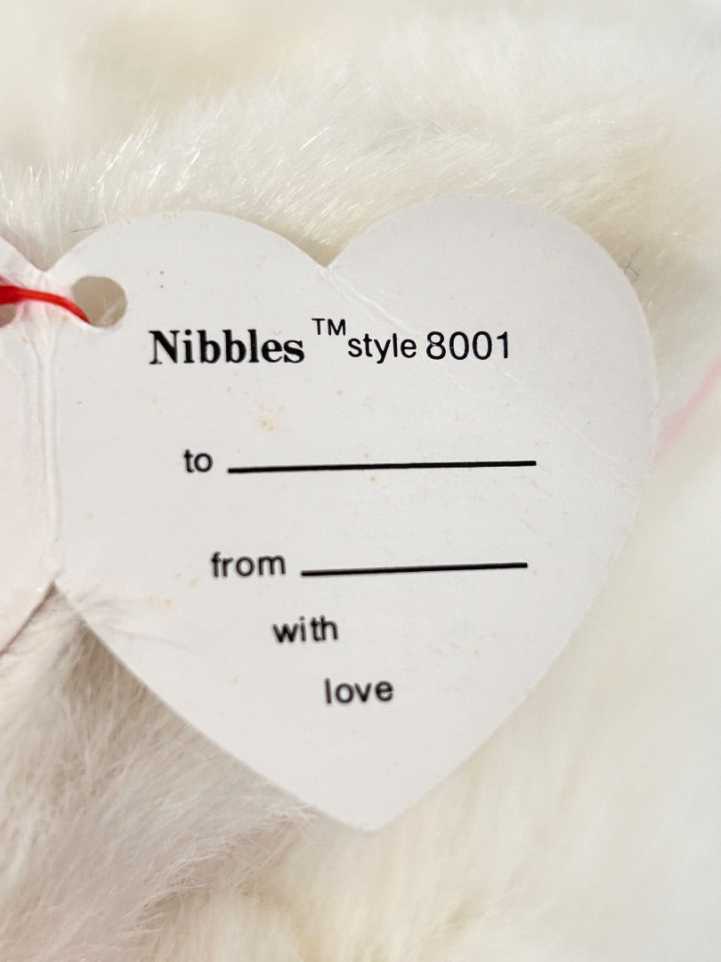 Ty Classic Nibbles Fluffy White Bunny 9 Inch Stuffed Toy 1993