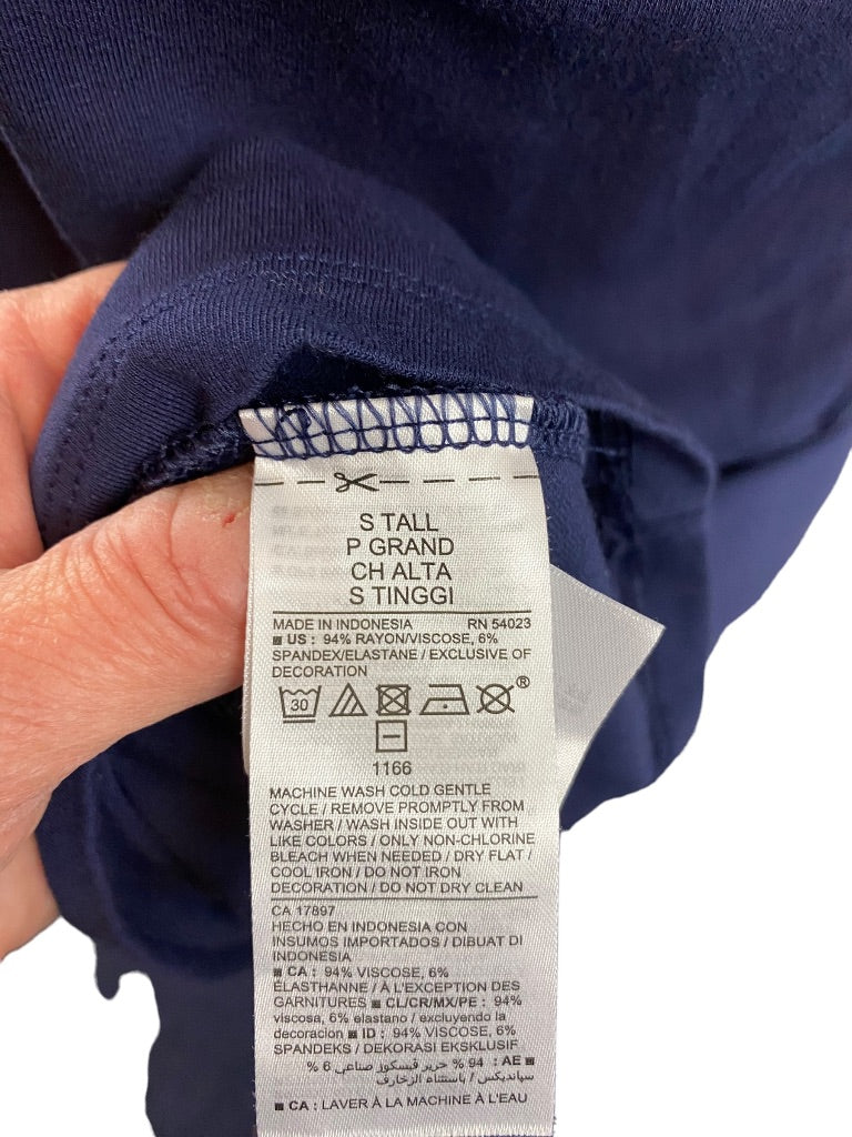 Small Tall Old Navy Navy Blue Knit Embroidered V-Neck Boho Dress