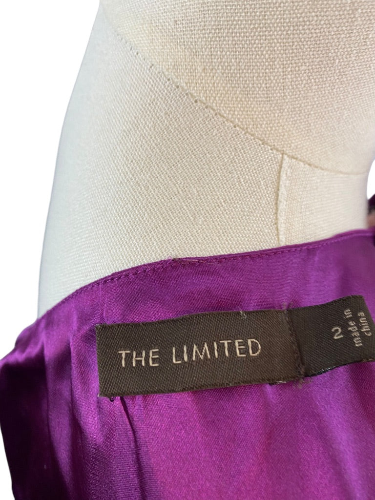Size 2 The Limited Women's Purple Pleated One Shoulder Sleeveless Ribbon Belt