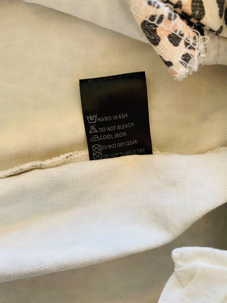 Large Olivaceous Denim Animal Print Mini Skirt Jean Distressed Buttonfly