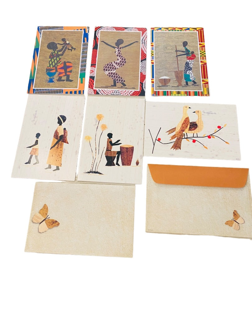12 New Blank Inside Notecard and Envelope 6" x4" 2 Different Patterns