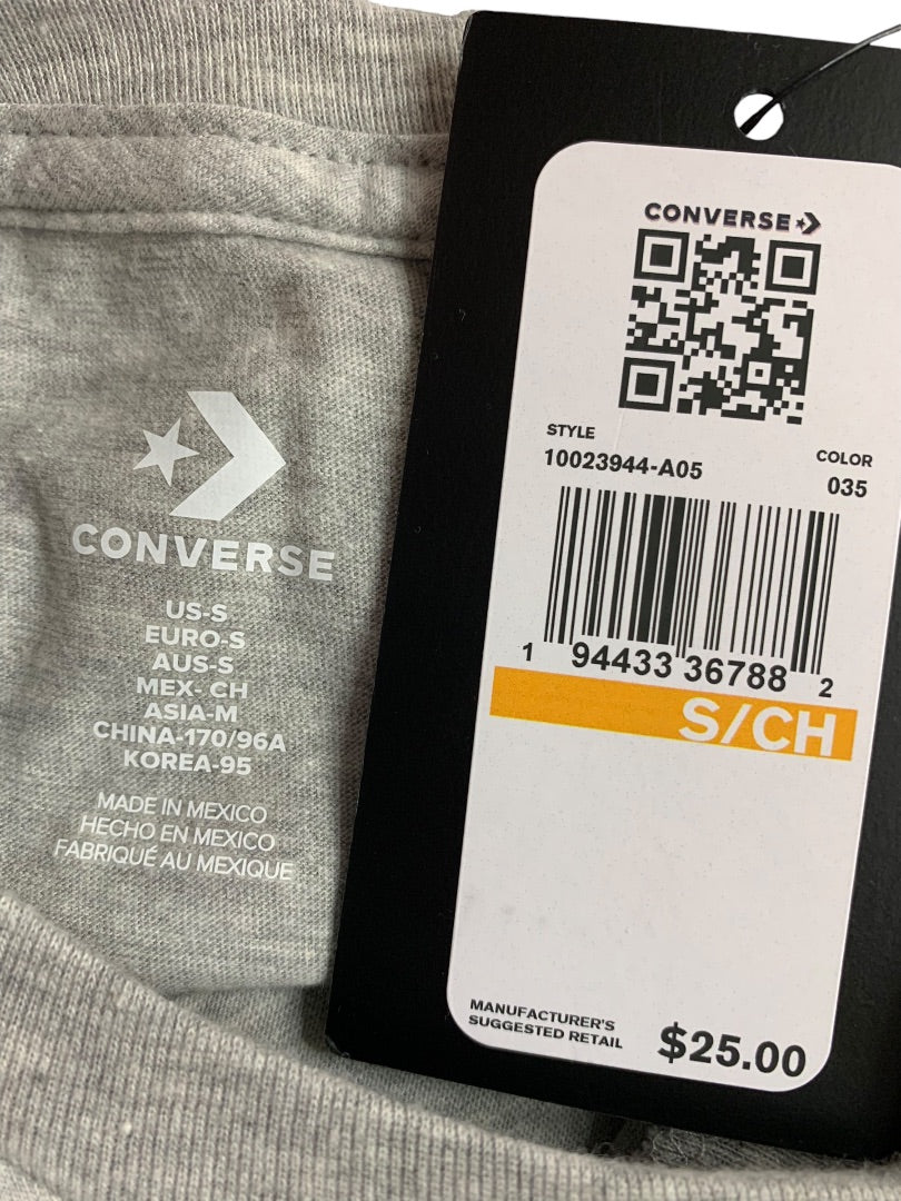 Small Converse Mens New Gray Heathered Single Pocket Tshirt Standard Fit