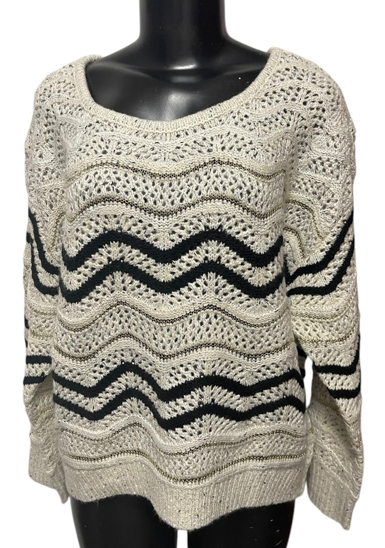 Large Skies Are Blue Loose Knit Womens Sweater Metallic
