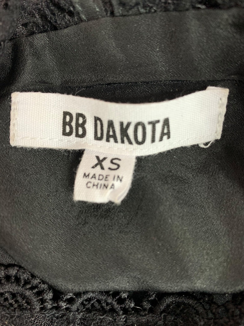 XS BB Dakota Womens Black Lace Shirt Lined Bodice Blouse