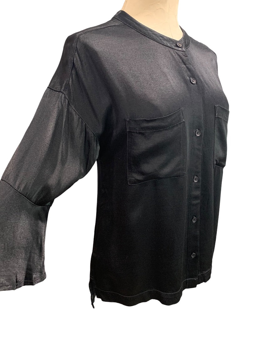 Small mododoc los angeles Black Button Up Shirt Womens Silky