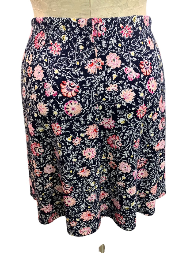 Small LOFT Pull On Knit Skirt Floral New Elastic Waist A-Line