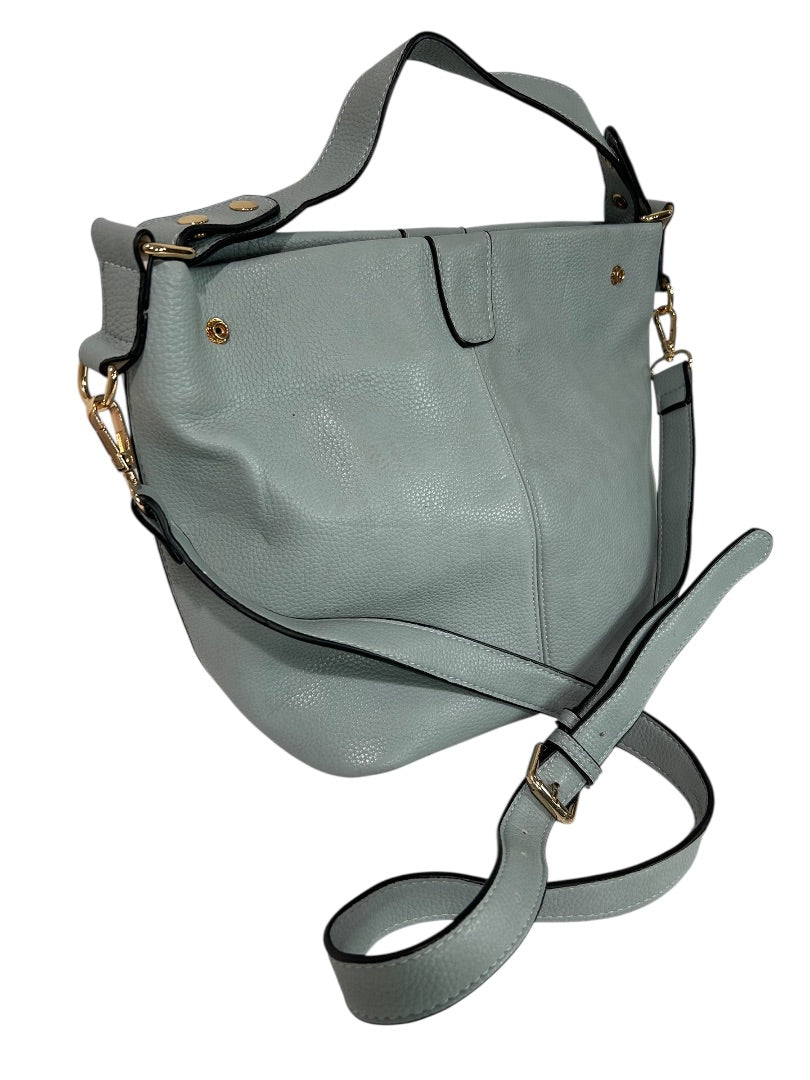 Joy Susan Pebbled Blue Vegan Leather Classic Hobo Handbag Removable Strap