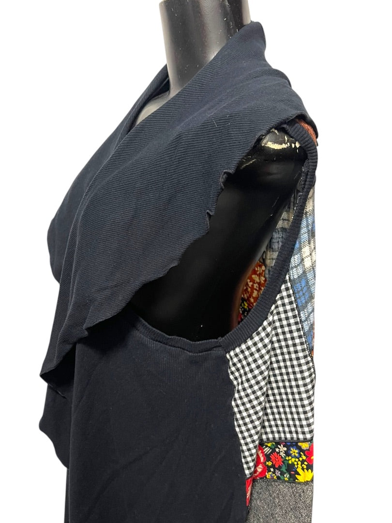 Medium Christy Fisher Sleeveless Patchwork Long Vest Made in USA