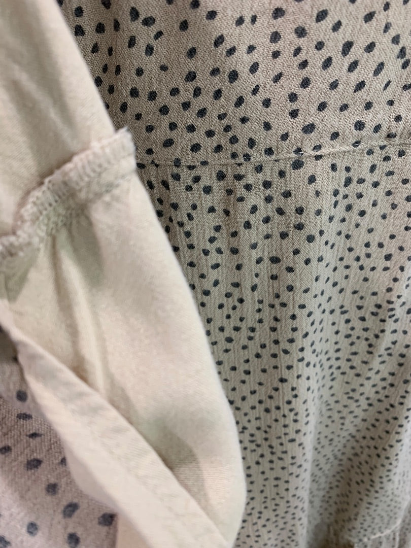 Medium Abercrombie & Fitch Wrap Dress Tan Gray Polka Dot Lined