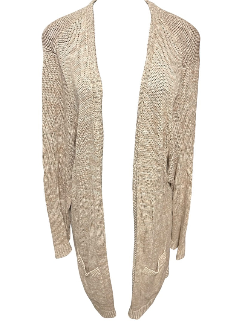3X Torrid Open Long Sleeve Cardigan Womens Sweater Tan Marled Knit