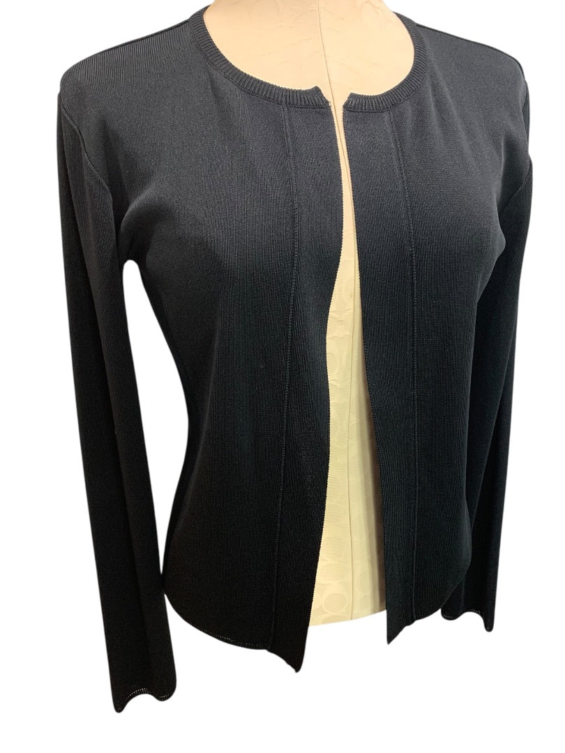 Small Asahi Kasei Womens Black Open Lightweight Cardigan Sweater Japan