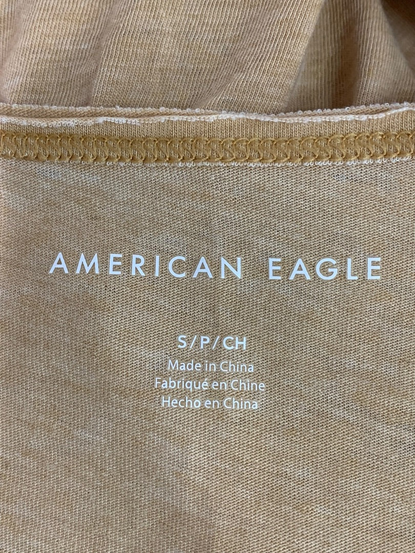 Small American Eagle Womens Tan Tank Top Flounce Hem V-Neck