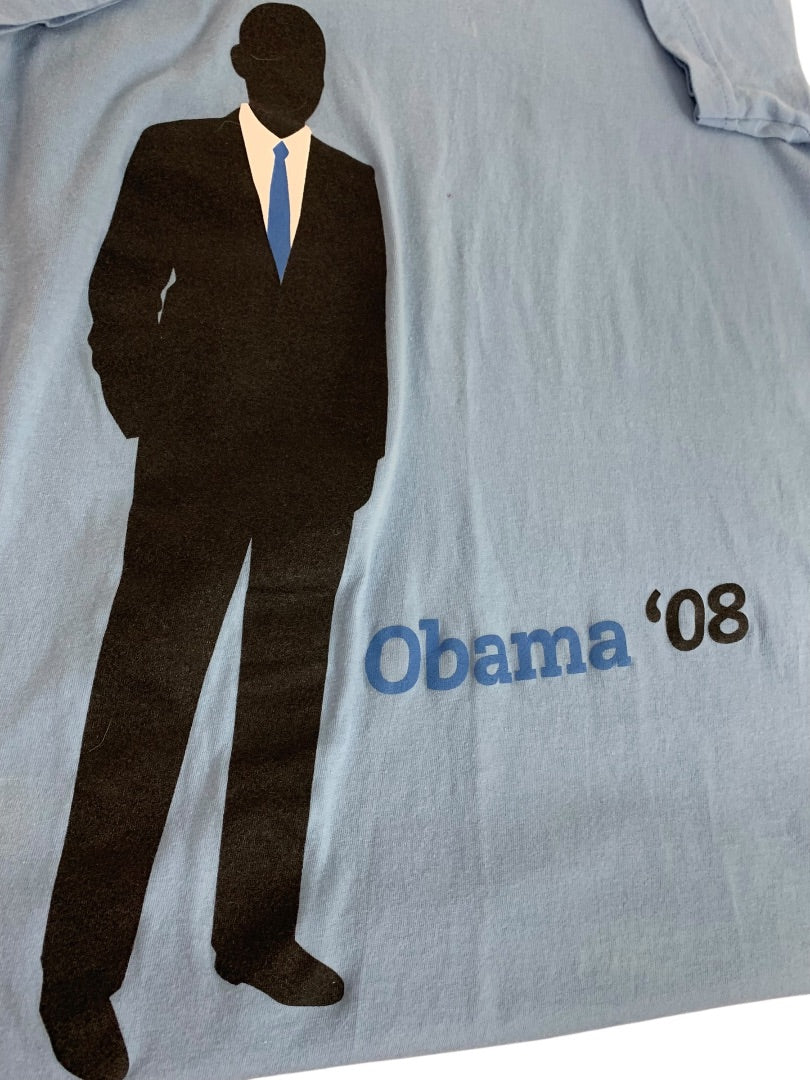 Small There is Something About Barry Obama 08 Tshirt Womens Blue