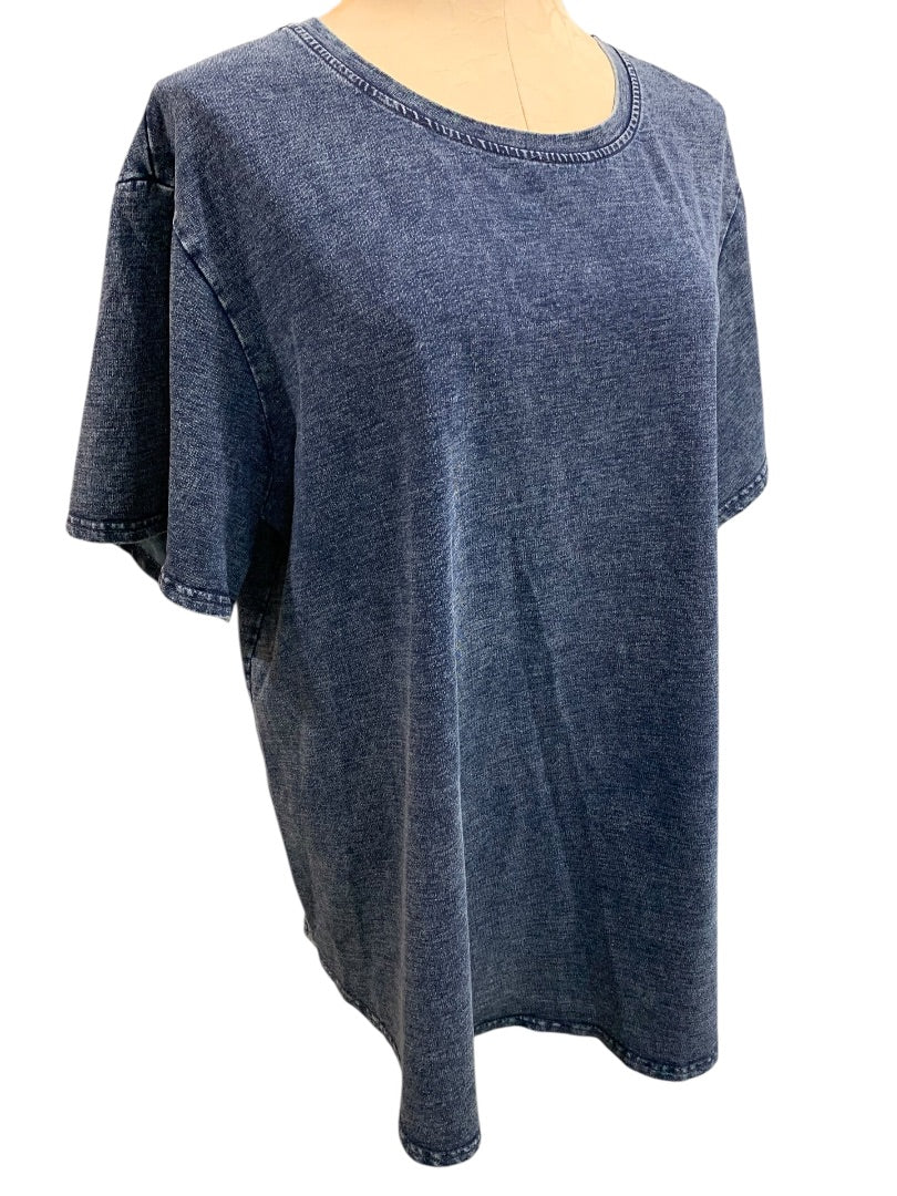 2X Jane & Delancey Womens Denim Look Tshirt Short Sleeve Blue