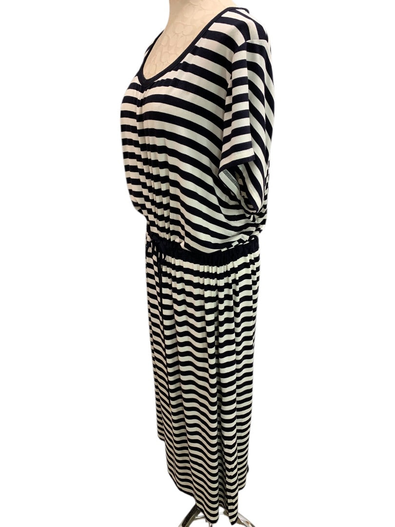 3X Michael Kors Womens Striped Soft Jersey Knit Maxi Dress Black White