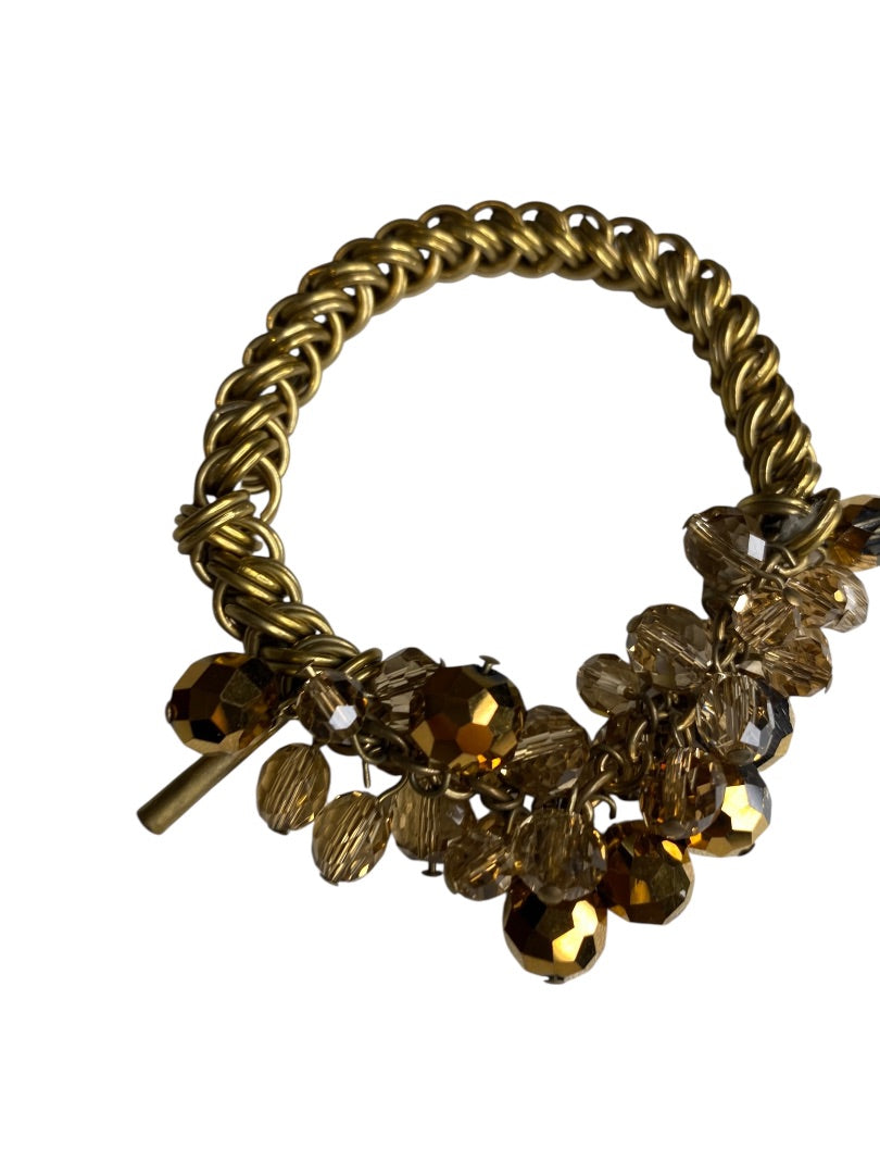 Kenneth Cole Stretch Bracelet Goldtone Iridescent Beads Chunky