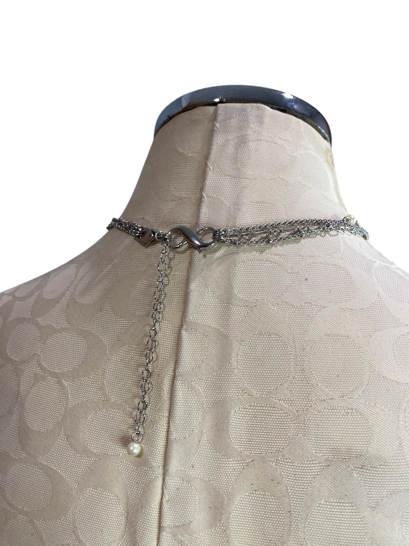 Lia Sophia Delicate Triple Strand Necklace 16-20" Removable Strands Silvertone