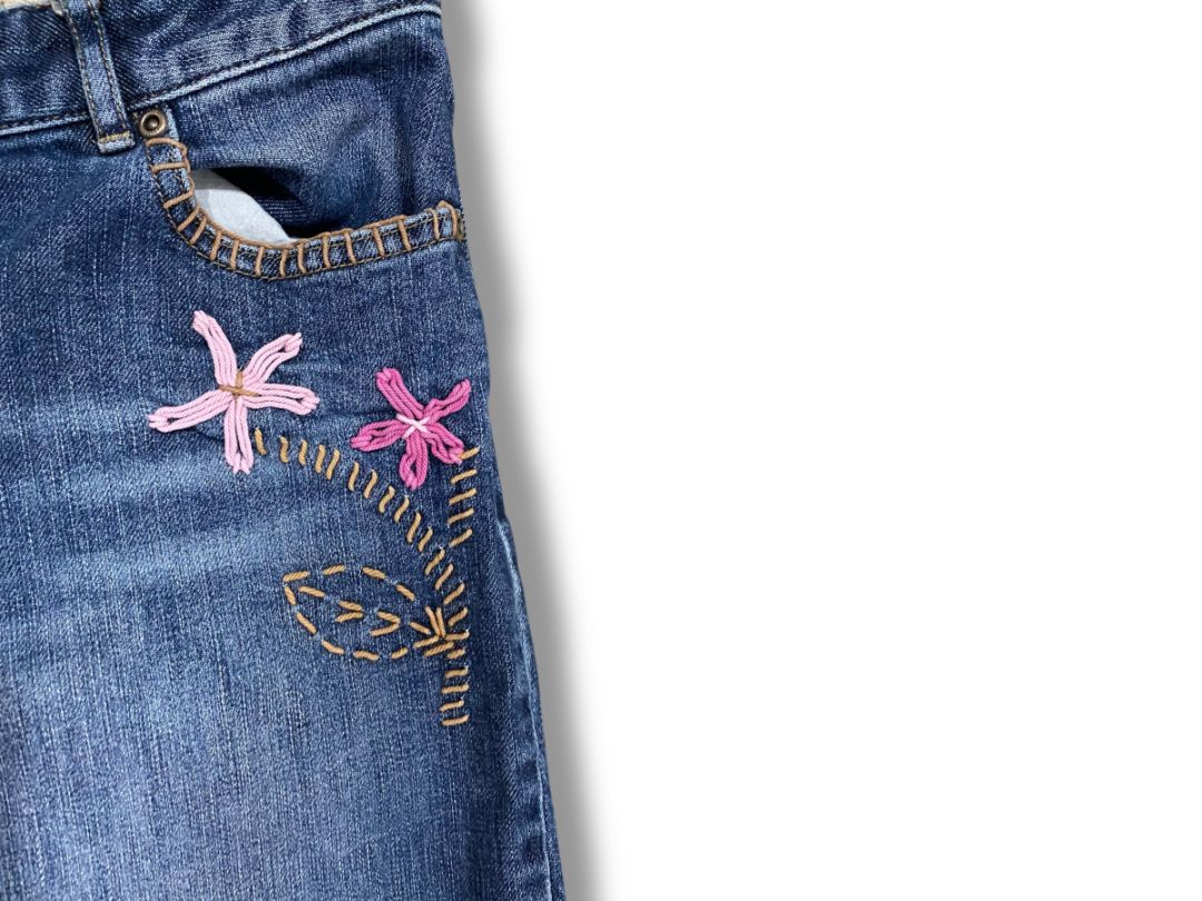 Size 14 J.Jill Womens Stretch Jeans Recrafted Embroidered No 9 Embroidered
