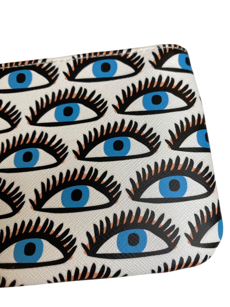 Bobbi Brown Zip Top Cosmetic Travel Bag Blue Eyes Eyelashes 8" x 4"
