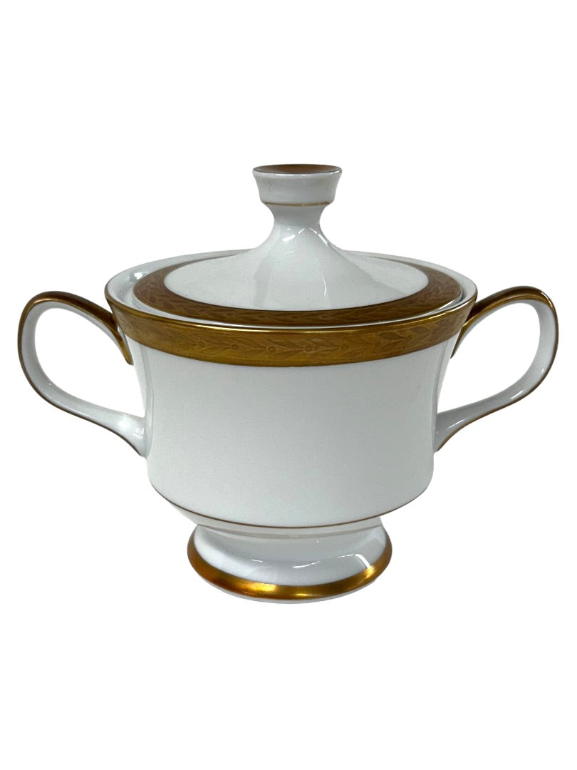 Sango Royalty Pattern White Gold Trim Sugar Bowl and Lid 1970s