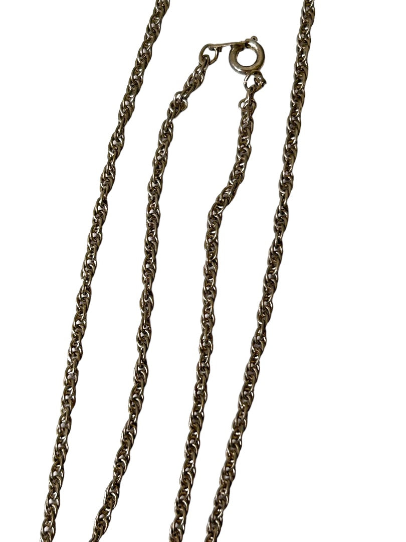 Vintage Silvertone Satin Finish Twist Chain 19" Lobster Clasp