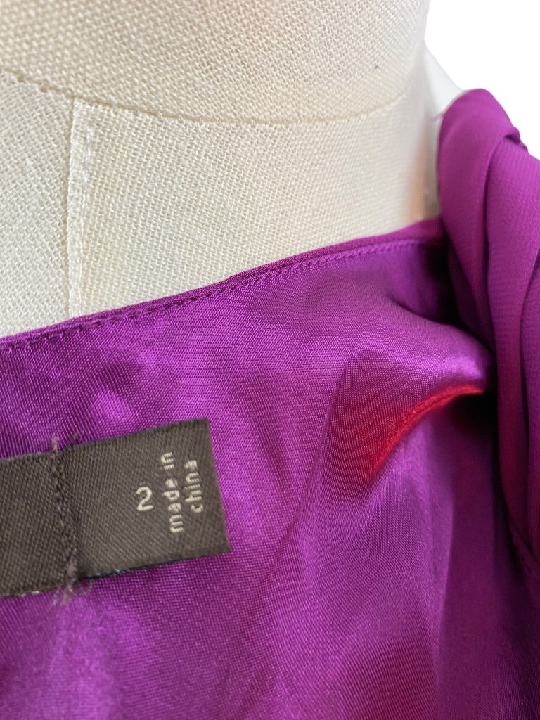 Size 2 The Limited Women's Purple Pleated One Shoulder Sleeveless Ribbon Belt