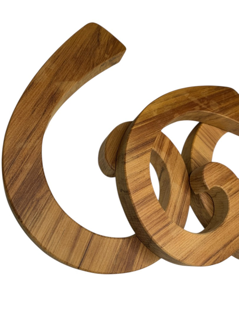 Rimu Timber New Zealand Signed Coil Trivet 3 Pieces 9 Inches Māori Loop