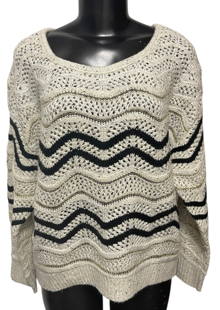 Large Skies Are Blue Loose Knit Womens Sweater Metallic