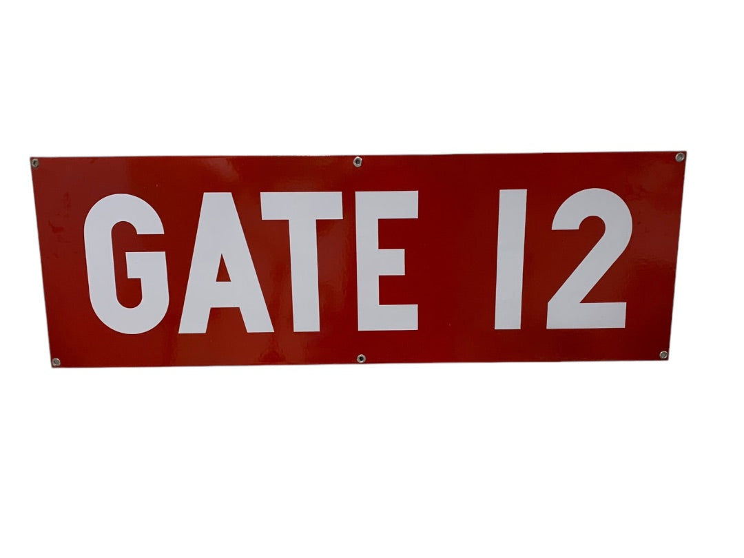 Vintage Porcelain on Metal Sign "Gate 12" 35.5 x 12 Inch Heavy Gauge