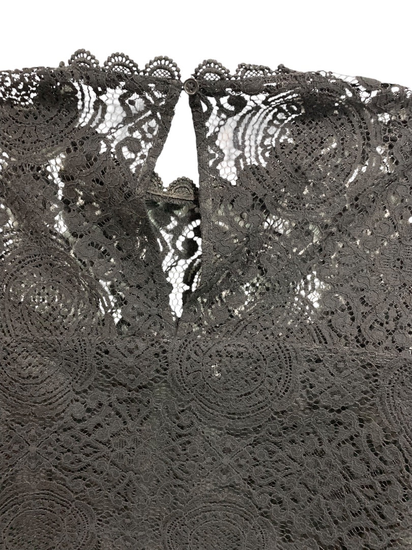 XS BB Dakota Womens Black Lace Shirt Lined Bodice Blouse