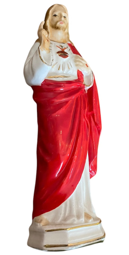 Vintage Sacred Heart of Jesus 6 Inch Figurine Ceramic