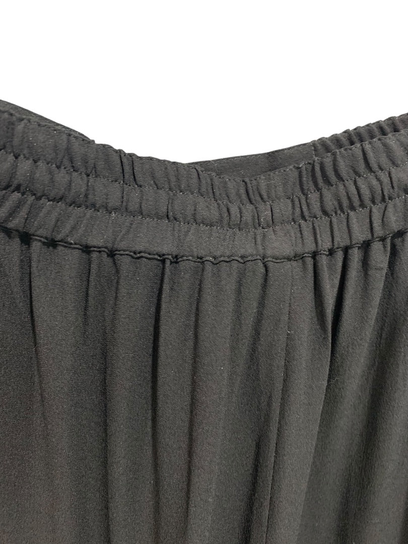 Large Eileen Fisher Silk Womens Black Pull On Loose Fit Pants Sheer Pockets