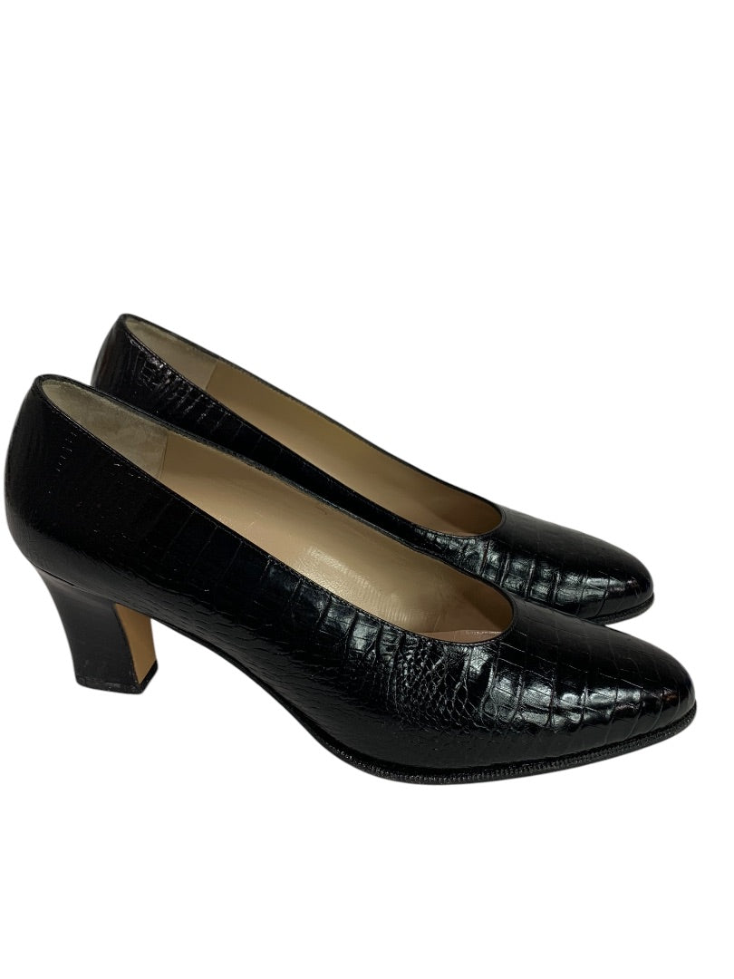 Size 8.5 Salvatore Ferragamo Womens Pumps Nilla Black Croc