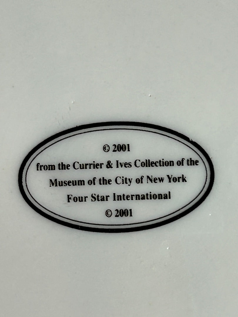 Currier and Ives 2001 Decorative 8 Inch Plate Sleigh Horse Winter
