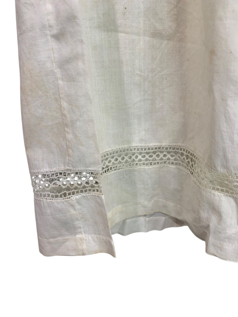 Antique Victorian Girls Gown Eyelet Embroidery 1800s Lace Trim