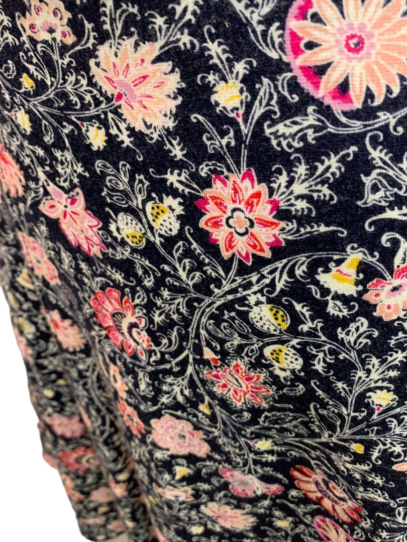 Small LOFT Pull On Knit Skirt Floral New Elastic Waist A-Line