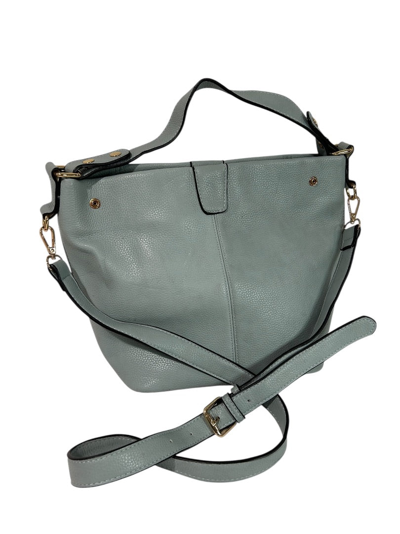 Joy Susan Pebbled Blue Vegan Leather Classic Hobo Handbag Removable Strap