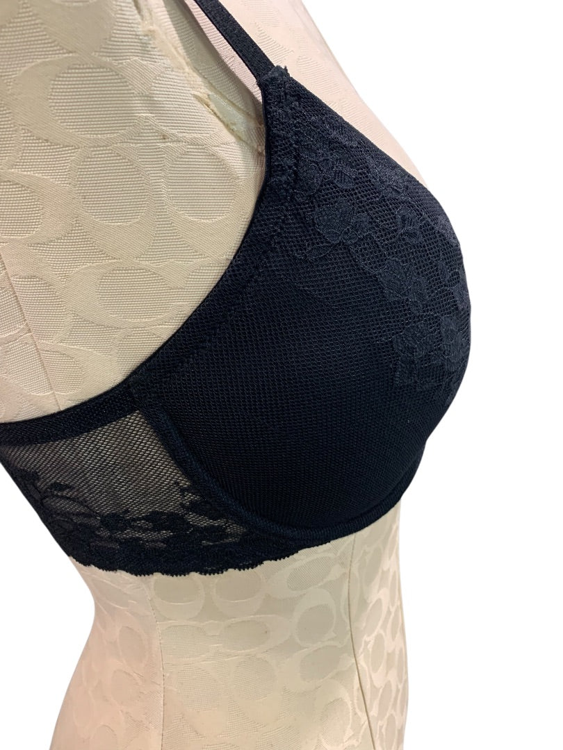 32DD Natori New Cherry Blossom Bra Black Underwire Push-Up