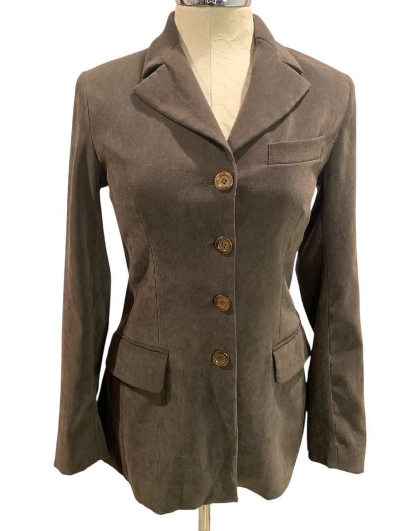 Size 4 Toy Girl Womens Brown Microfiber Blazer Jacket Lined Italy
