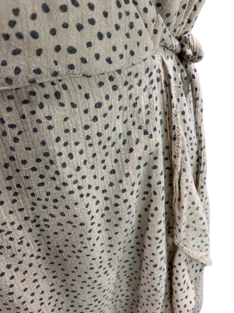 Medium Abercrombie & Fitch Wrap Dress Tan Gray Polka Dot Lined