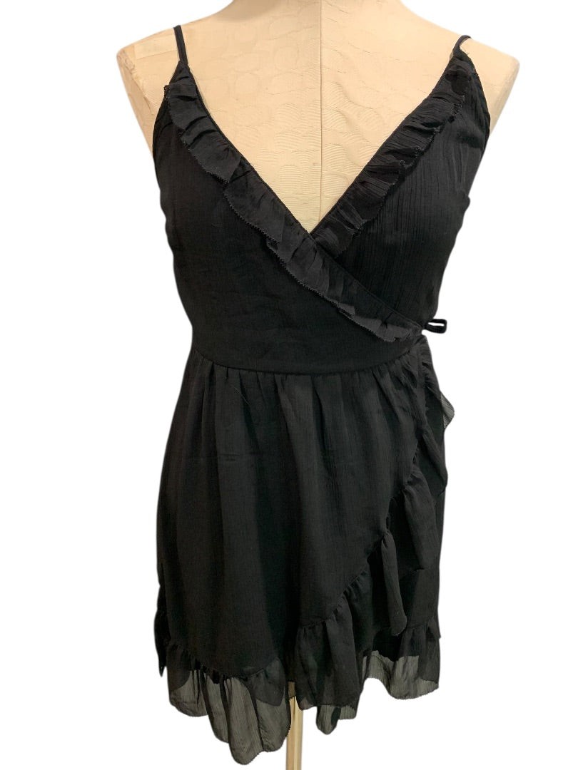 Small Abercrombie & Fitch Womens Black Wrap Dress Sleeveless