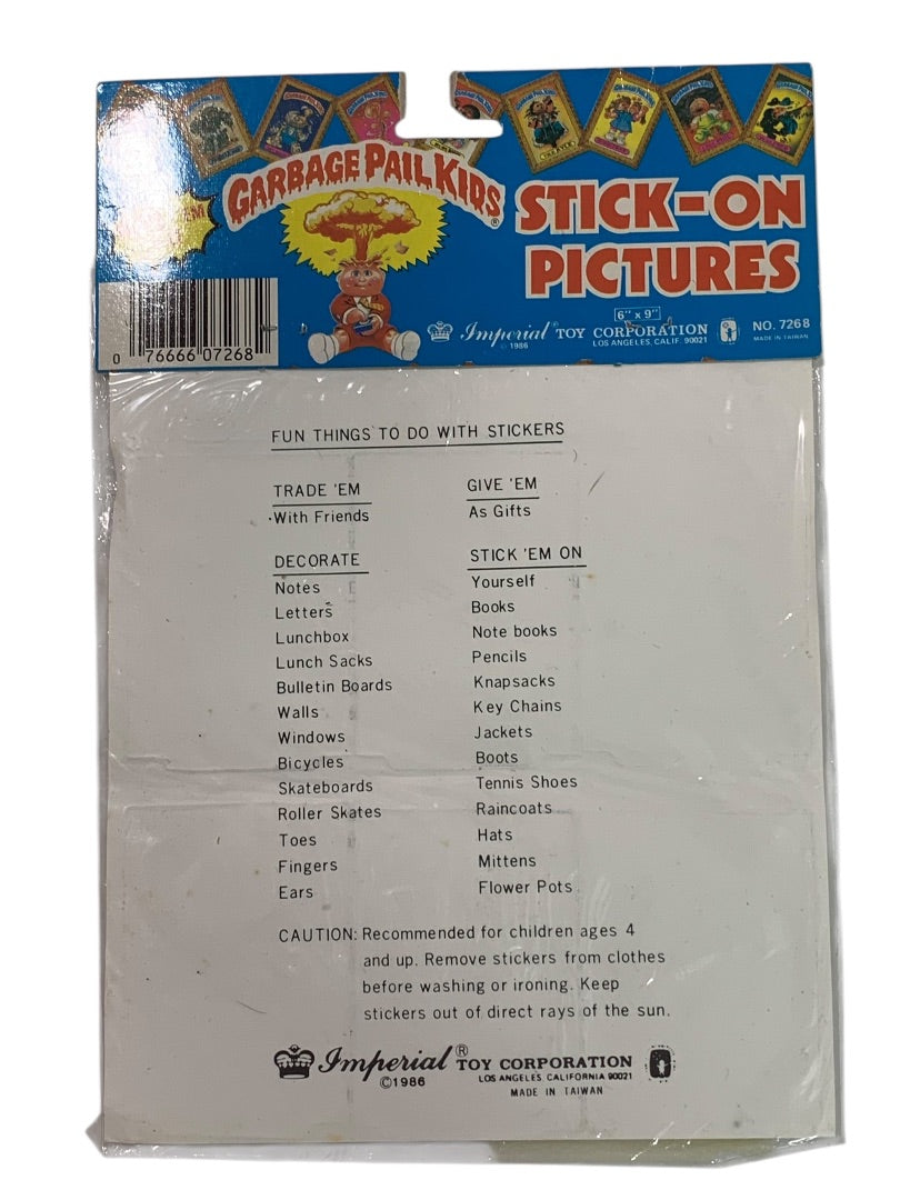 1986 Garbage Pail Kids Stick-On Pictures 6 Stickers Topps Item 7286