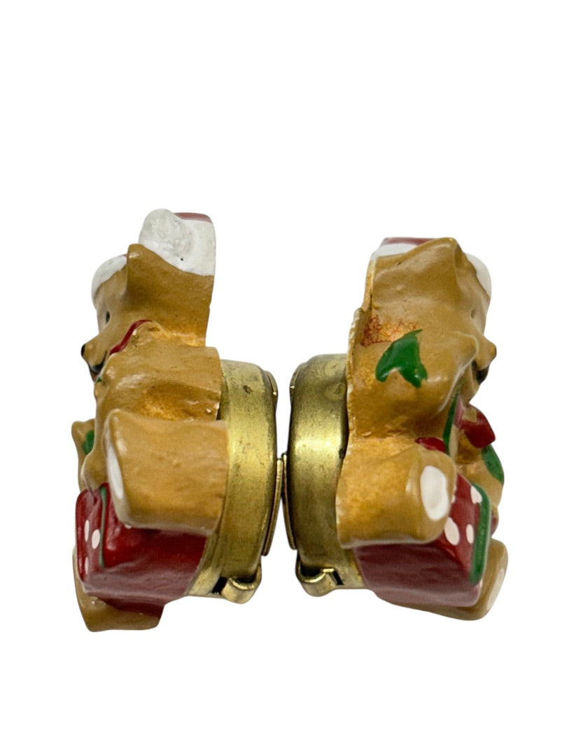 Set of 2 Button Covers Holiday Christmas Santa Teddy Bear 1.2"
