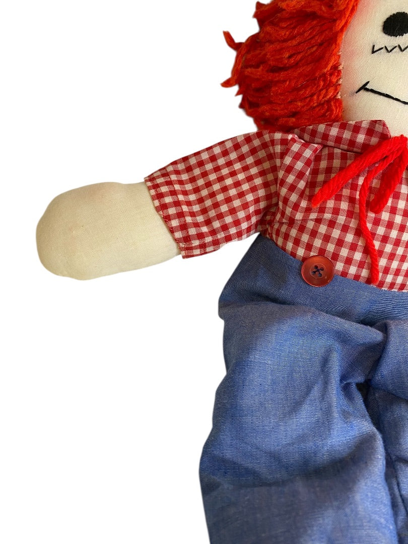 Vintage Handmade Raggedy Andy Rag Doll 19" Embroidered Face