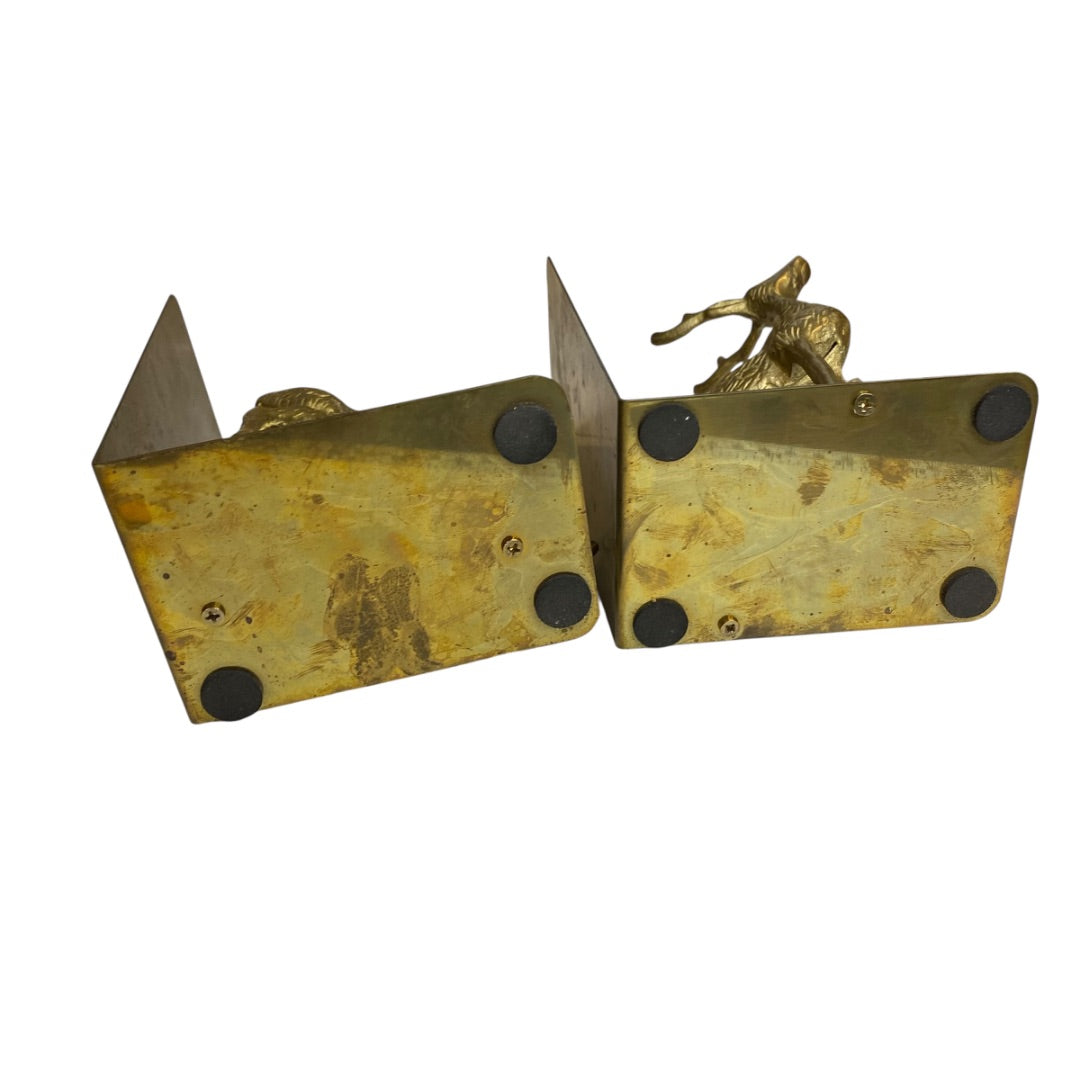 Vintage Brass Deer Bookends Buck and Doe Bookends Book Support Brackets