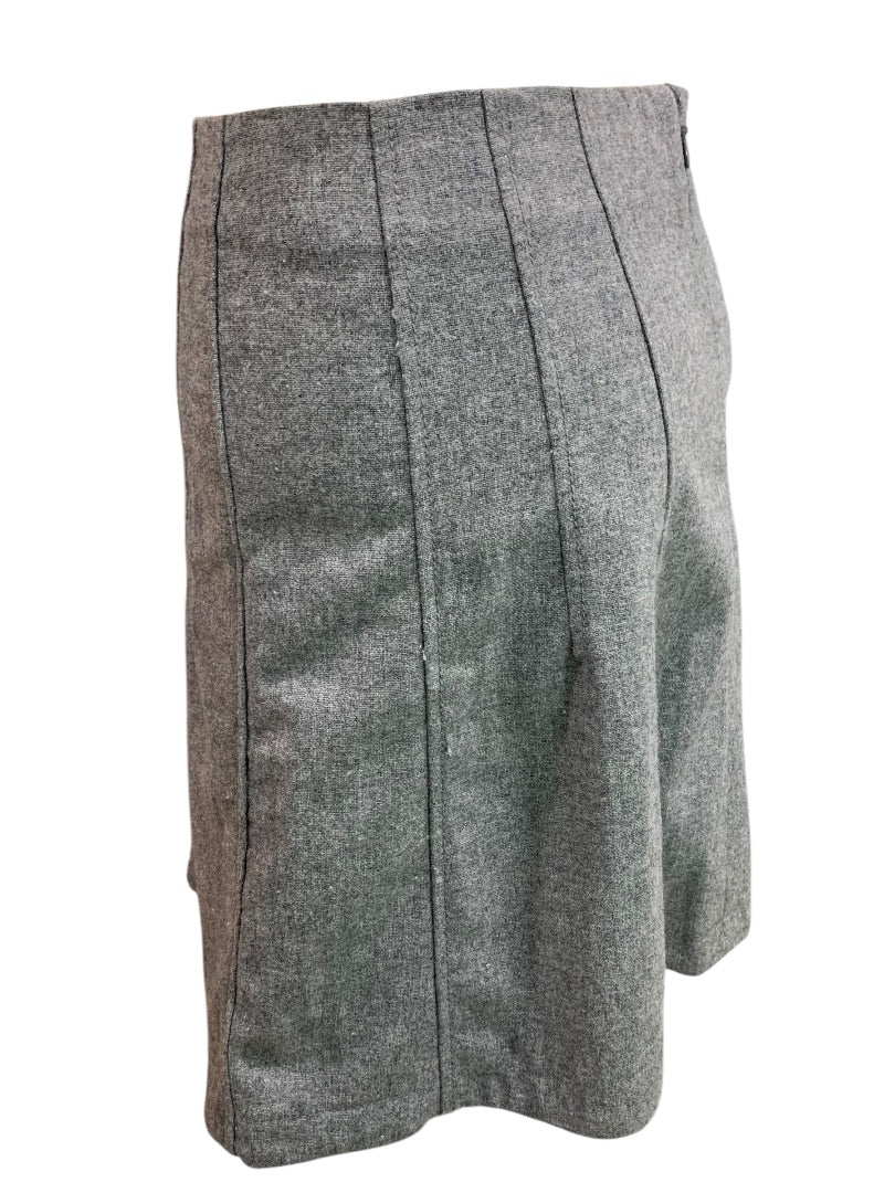 Size 4P Loft Petites Gray Lined A-Line Skirt Wool Blend