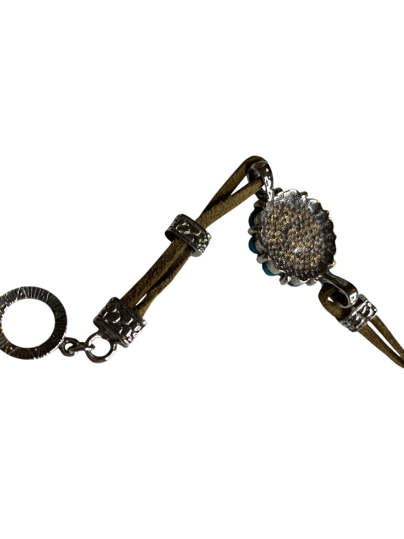 Faux Turquoise Southwestern Style Floral Toggle Clasp Bracelet
