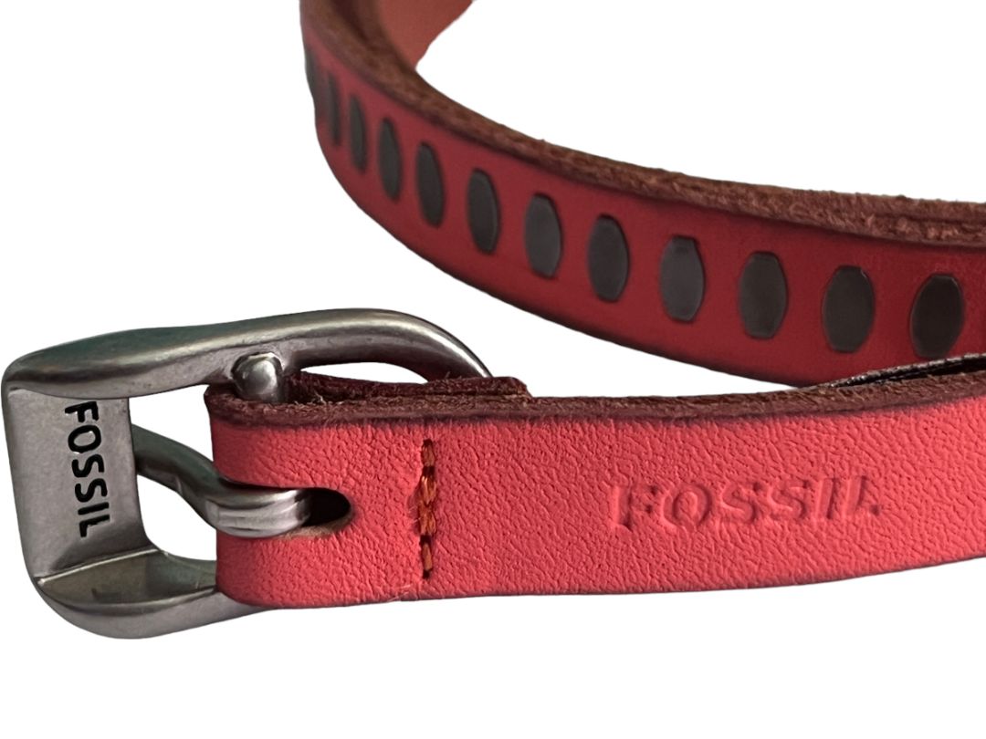 Medium Fossil Coral Leather Women's Belt Studded