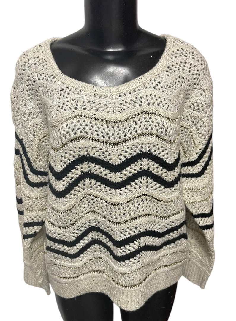 Large Skies Are Blue Loose Knit Womens Sweater Metallic