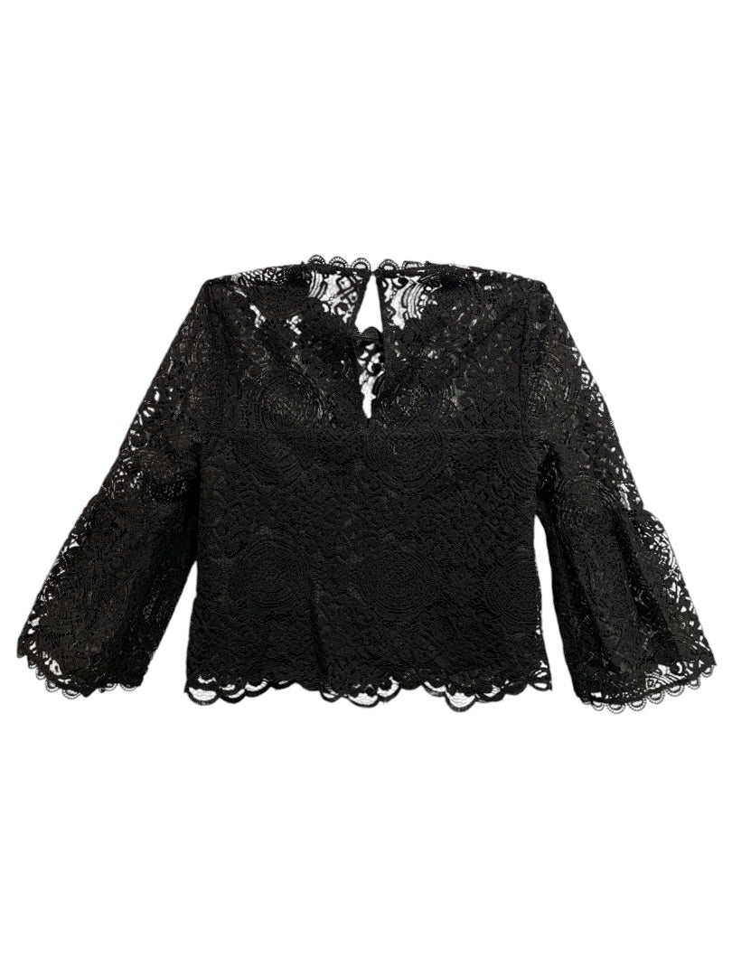 XS BB Dakota Womens Black Lace Shirt Lined Bodice Blouse